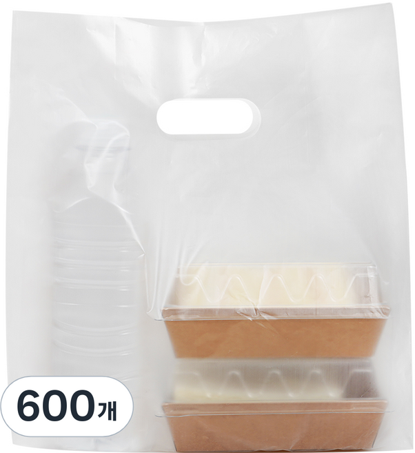 코멧 다용도 무지 HDPE 비닐 쇼핑백 중형, 반투명, 600개
