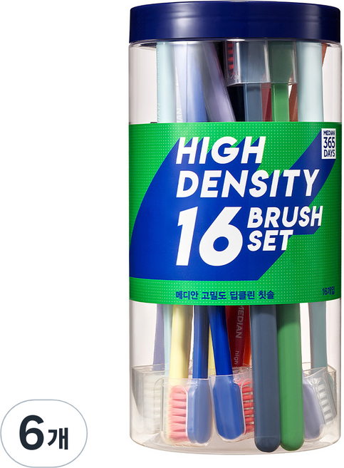 메디안 고밀도 초극세모 딥클린 칫솔, 16개입, 6개