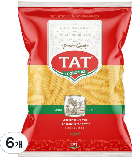 TAT 푸질리 파스타면, 500g, 6개