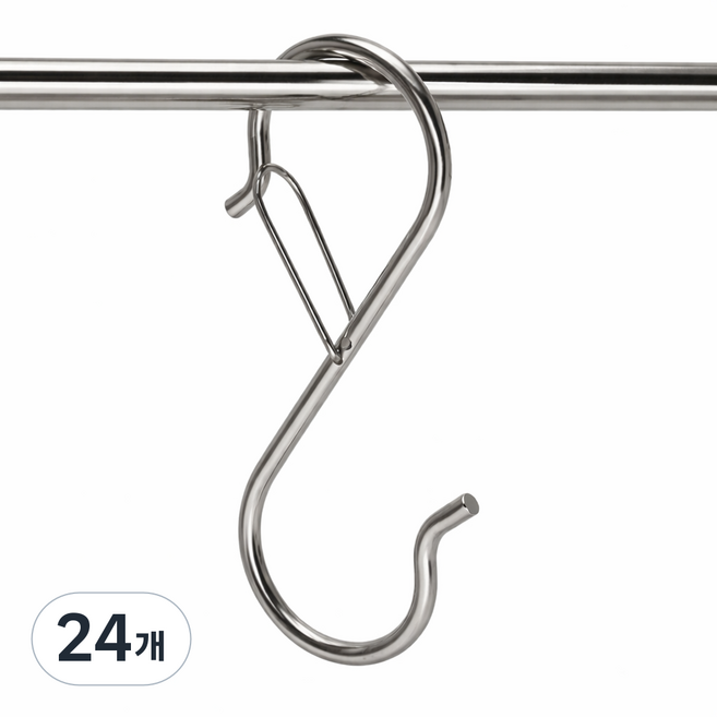 이고다 딱고정 잠금형 S자 고정고리 후크 걸이 H412, 실버, 24개