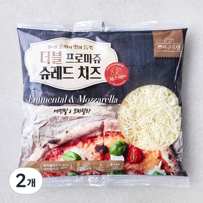 쁘띠구르망 더블 프로마쥬 슈레드 치즈, 400g, 1개입, 2개