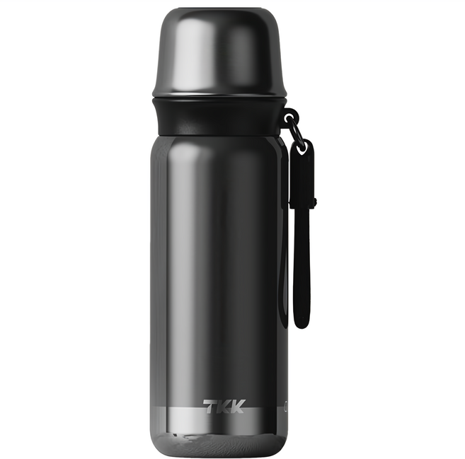 TKK 悅途附杯保溫瓶 316不鏽鋼, 曜石黑, 1個, 500ml