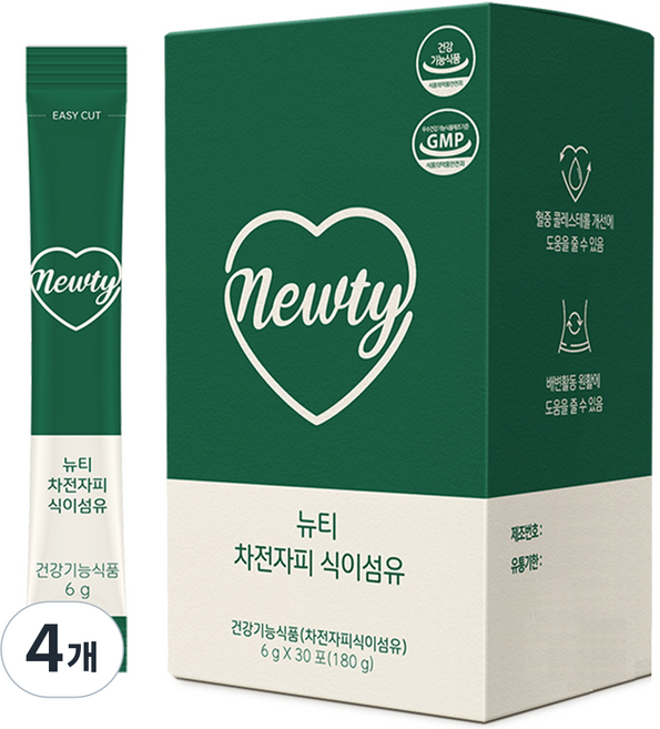 랩앤뷰티 뉴티 차전자피 식이섬유, 180g, 4개