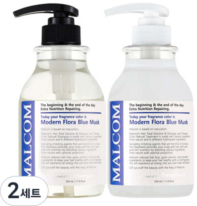 MALCOM 瑪律科姆 Modern Flora Blue白麝香洗髮精 520ml+護髮素 520ml組, 2組