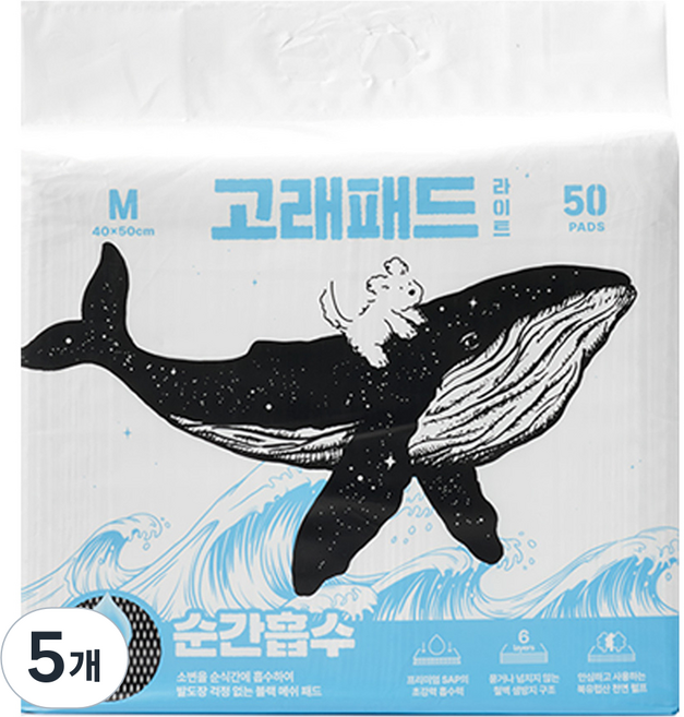 FiTPET 狗狗瞬間吸收鯨魚尿布墊 輕量版, 5個, 50入