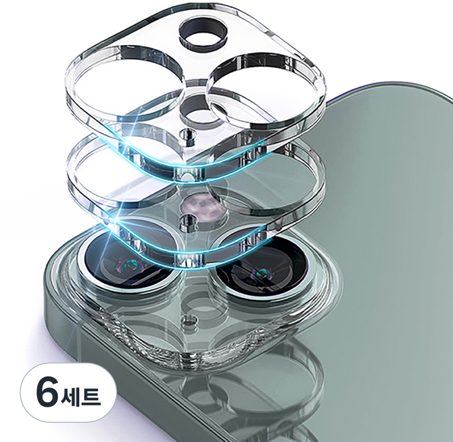 구스페리 에어가드 카메라 렌즈 풀커버 강화유리 휴대폰 액정보호 필름 2매, 6세트
