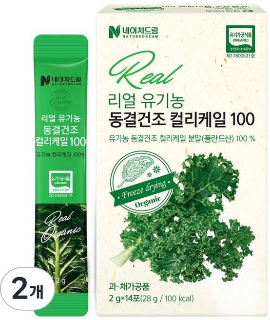 네이처드림 리얼 유기농 동결건조 컬리케일100 14p, 28g, 2개