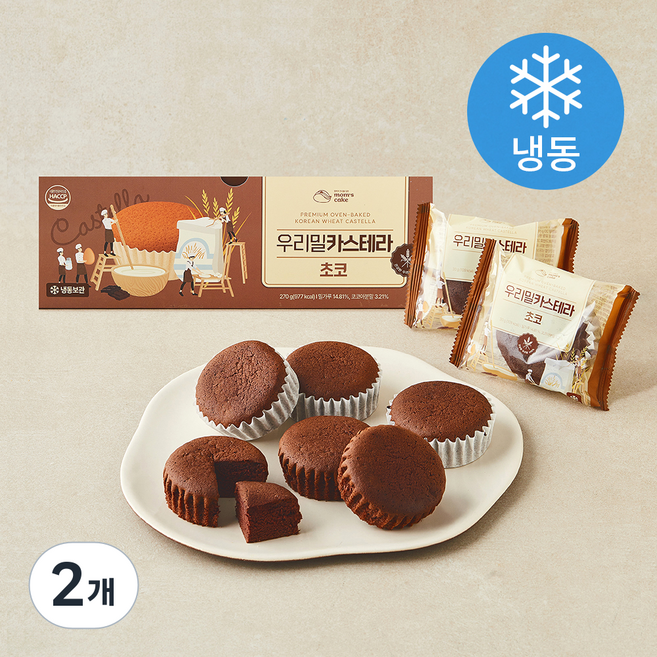 맘스케이크 우리밀 카스테라 초코 9개입 (냉동), 270g, 2개
