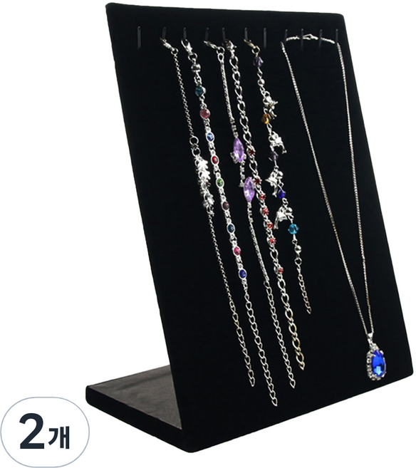스탠드타입 목걸이 진열대, 2개, 블랙