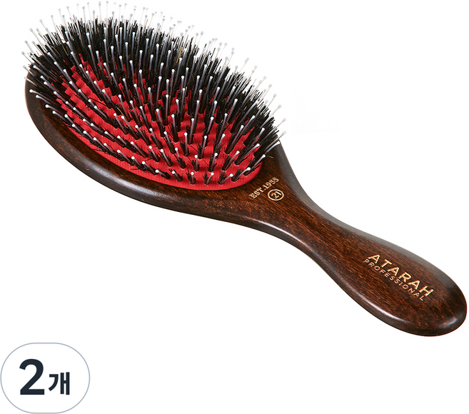 아타라 돈모 쿠션 헤어 브러쉬 미디엄 21, 브라운, 2개
