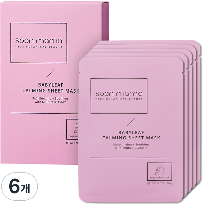 순마마 비건 카밍 마스크팩, 5매입, 6개