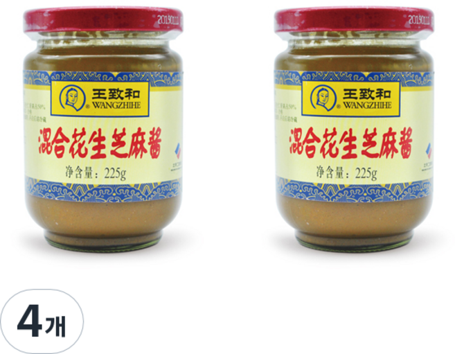 왕즈허 즈마장 땅콩 참깨 소스, 4개, 225g