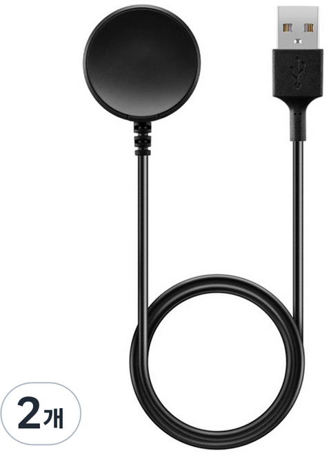 루아러블 갤럭시워치 충전기 케이블 무선 충전 충전독 USB-A타입, 블랙, 2개