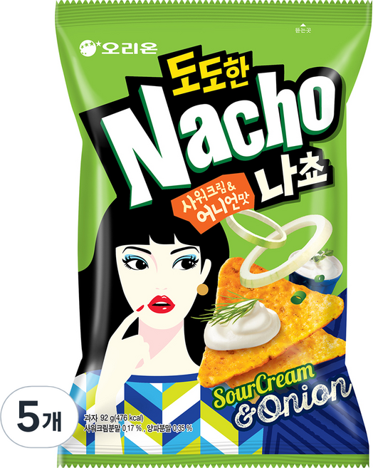 오리온 도도한나쵸 사워크림 어니언맛 나쵸, 92g, 5개