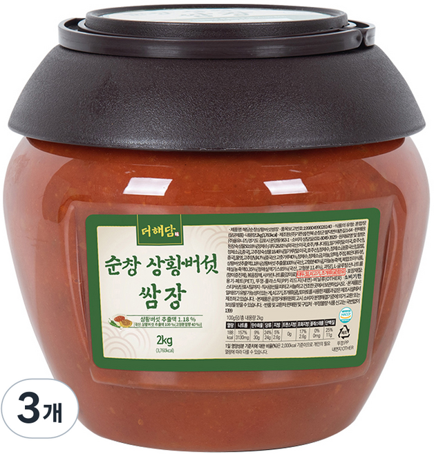 더해담 순창 상황버섯 쌈장, 2kg, 3개