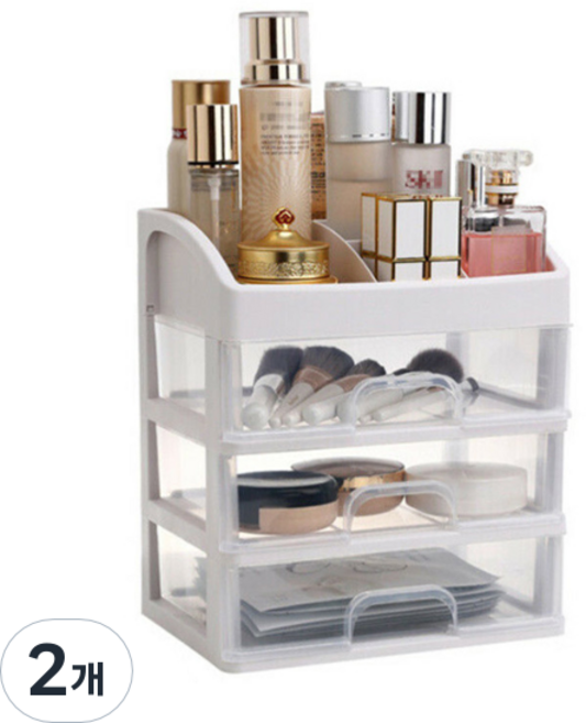 헬로리빙 데스크탑 다용도 멀티 정리함, 화이트, 2개