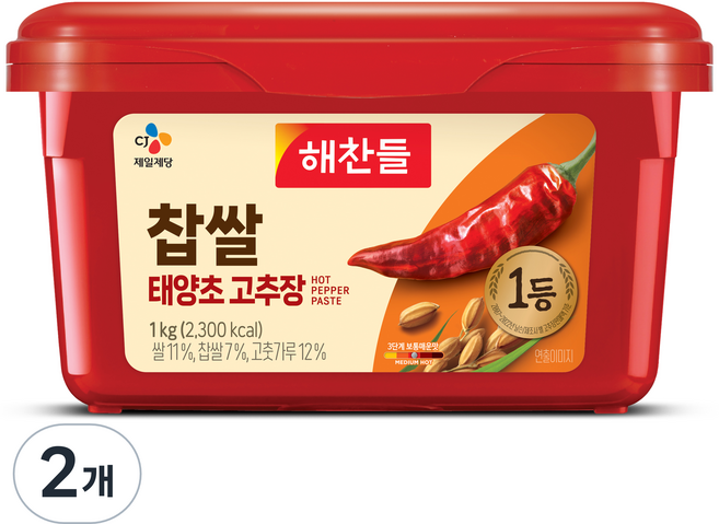 해찬들 찹쌀태양초고추장, 1kg, 2개