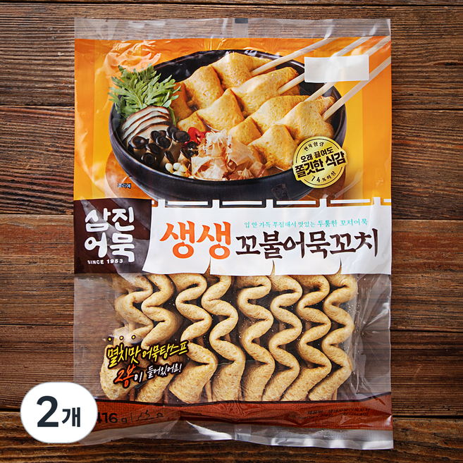 삼진어묵 생생 꼬불 어묵꼬치, 416g, 2개