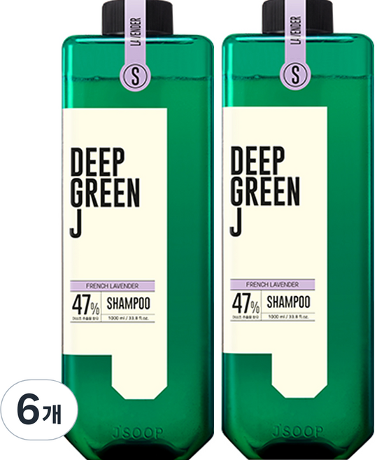 [비건라이프] 딥그린제이 아로마 약산성 비건 샴푸 프렌치 라벤더, 1L, 6개
