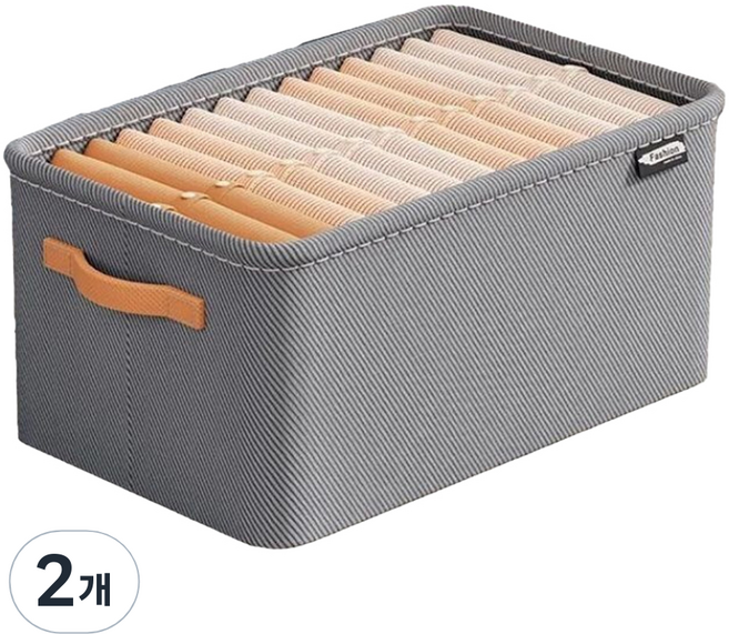 withWIN 부직포 접이식 리빙박스, 그레이, 2개