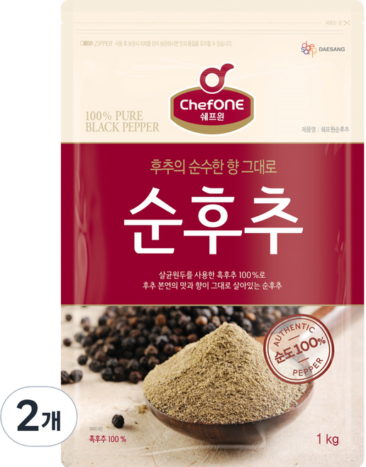 쉐프원 순후추, 2개, 1kg