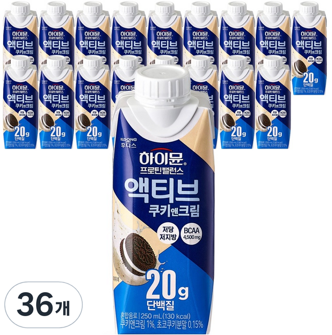 하이뮨 프로틴 밸런스 액티브 쿠키앤크림, 250ml, 36개