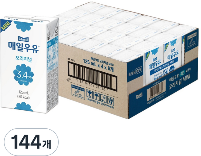 매일우유 오리지널 MINI, 125ml, 144개