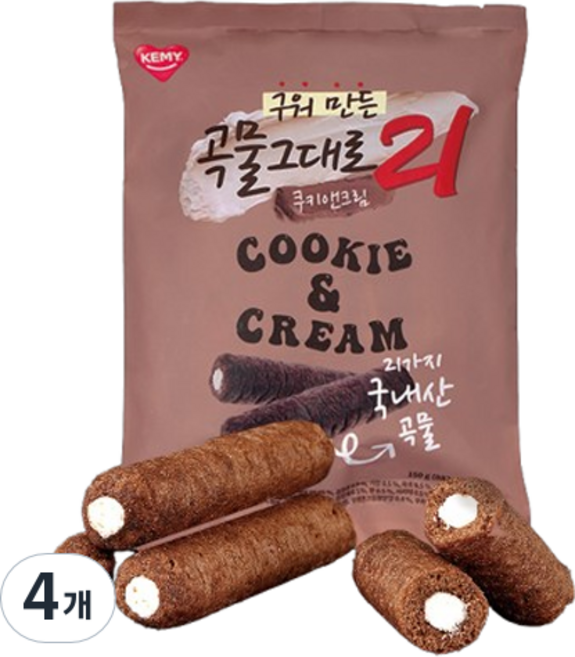 Gokmulgeudaero21 餅乾&奶油脆捲, 4包, 150g