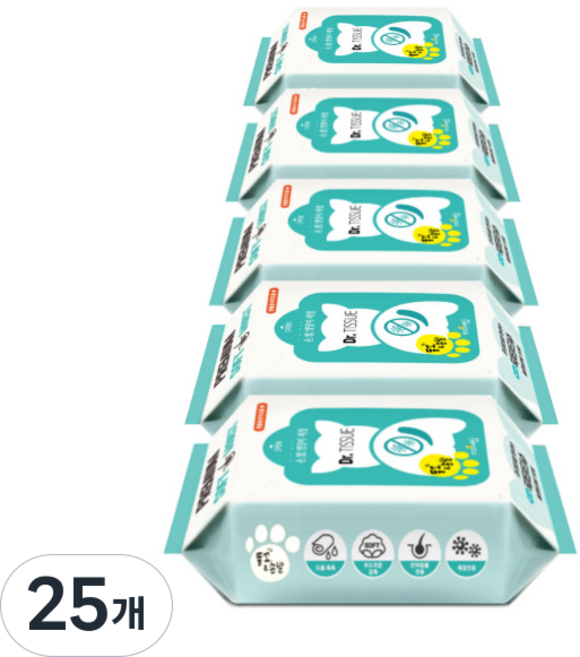 닥터티슈 반려동물 물티슈 똥꼬&손발, 30개입, 25개