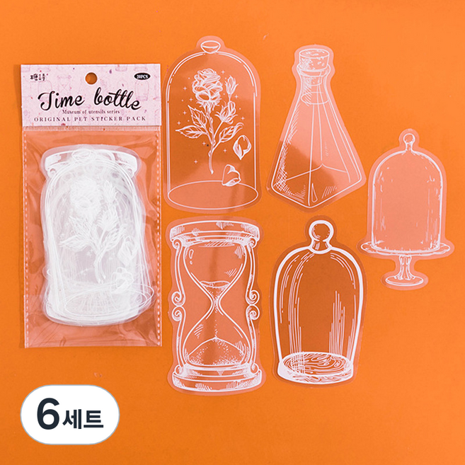 마다꾸미 다이어리 북마크 DIY 압화 꽃 책갈피 코팅지 5종 x 4p 세트 타임보틀, 6세트