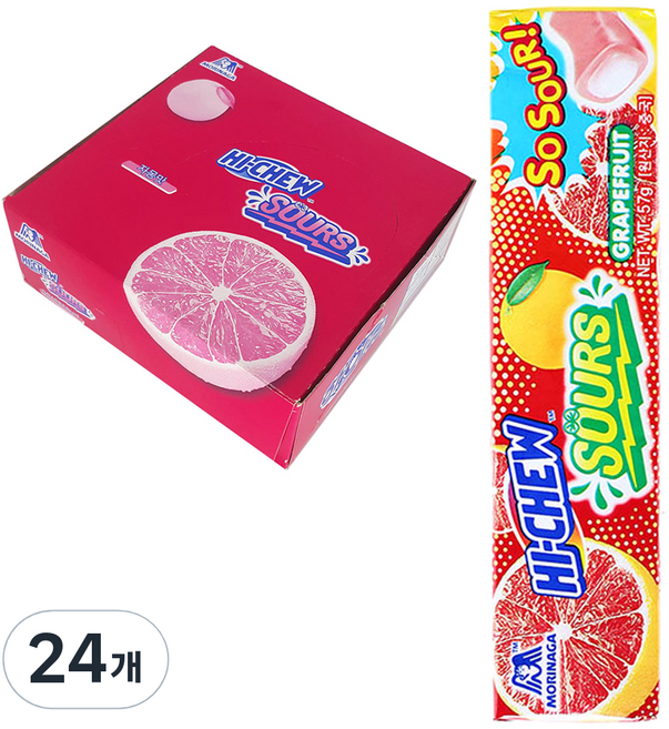 MORINAGA 森永 HI-CHEW 嗨啾 Hi-Chew嗨啾軟糖 酸葡萄柚口味, 24條, 57g