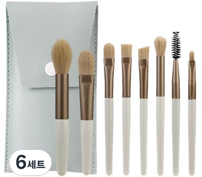 셀리빙 휴대하기 편한 화장브러쉬 파우치 세트, 6세트, 브라운