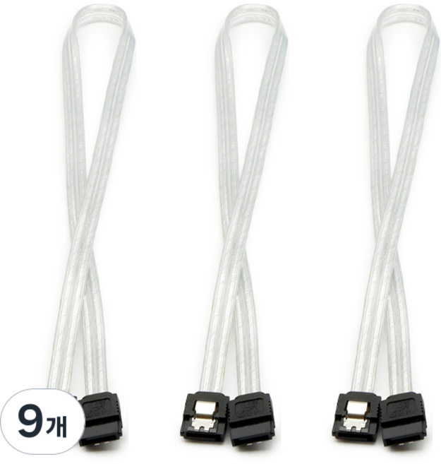 SATA3 6Gb/s 鎖扣式傳輸線 透明白色 ML-S3LIW, 9個, 0.5m