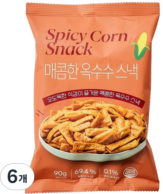 모던하우스 매콤한 옥수수 스낵, 90g, 6개
