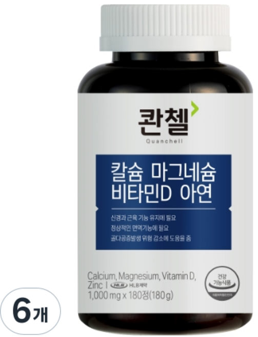 콴첼 칼슘 마그네슘 비타민D 아연 180g, 6개, 180정