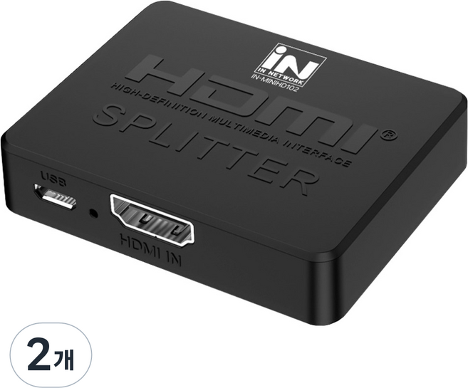 인네트워크 4K 지원 화면복제 HDMI 1 : 2 영상 분배기 IN-MINIHD102, 2개, 블랙