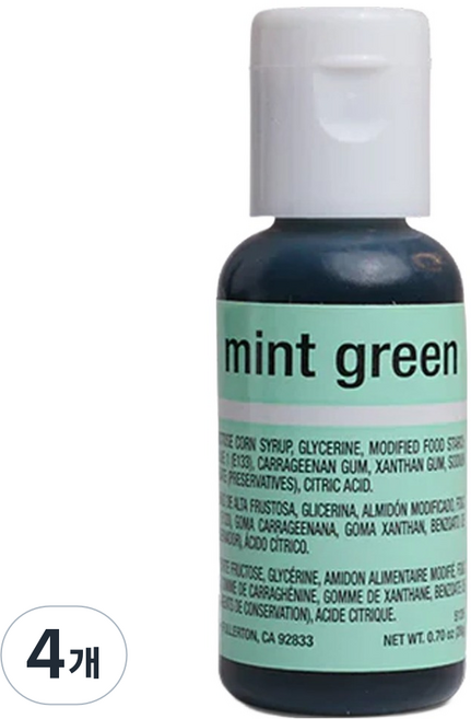 셰프마스터 리쿠아젤 식용색소 민트 그린, 20g, 4개