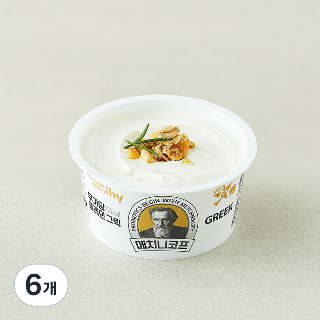 에치와이 메치니코프 무가당 플레인 그릭, 100g, 6개