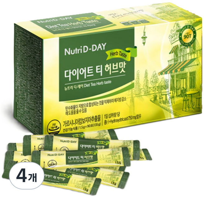 뉴트리디데이 다이어트 티 허브맛, 1.5g, 90개입, 4개