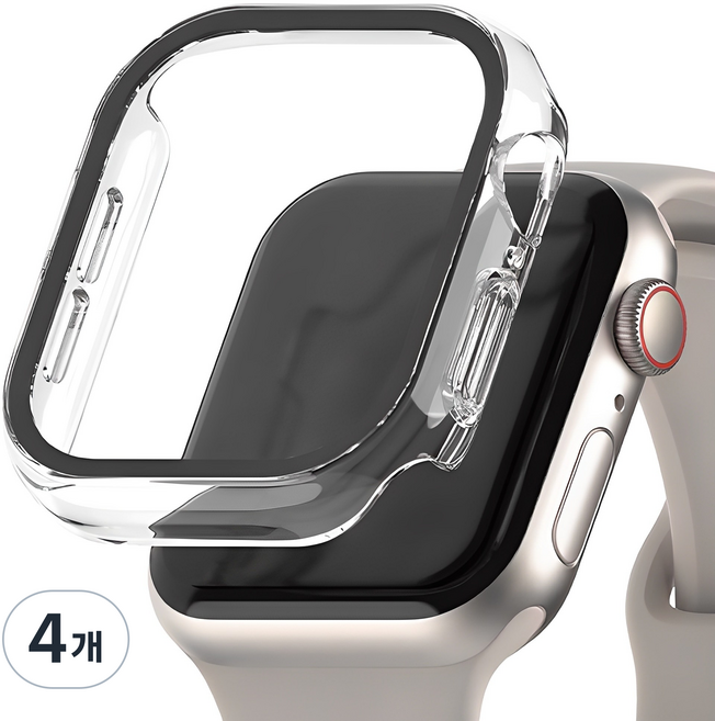 신지모루 풀커버 일체형 SF코팅 강화유리 액정보호 케이스, 크리스탈 클리어, 4개