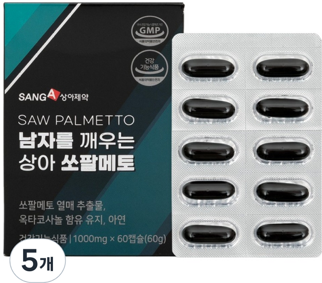 상아제약 남자를 깨우는 상아 쏘팔메토 60g, 60정, 5개