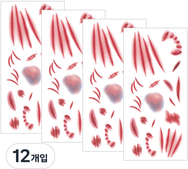 파티복닷컴 할로윈 상처 타투 스티커, TA02, 12개