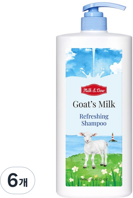 밀크앤듀 산양유 리프레싱 샴푸, 6개, 1L