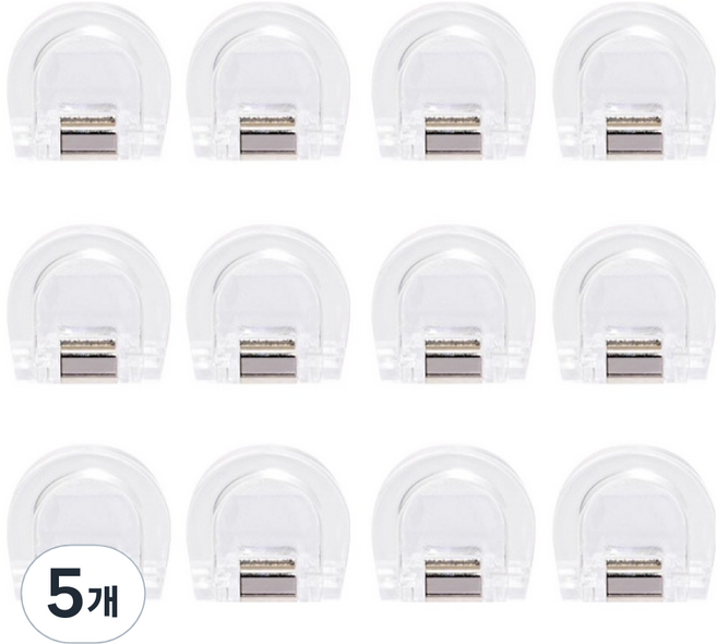 문구담 멀티 반달 클립 접이식 D형 집게 01 투명색, 5개, 12개입, 소