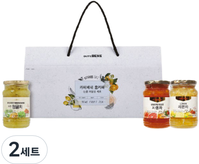 카페베네 홈카페 상큼 과일청 3종 세트, 제주 청귤차 480g + 자몽차 480g + 레몬차 480g, 2세트