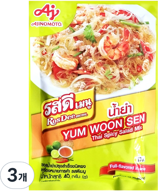 아지노모토 타이 스파이시 샐러드 소스 파우더, 40g, 3개