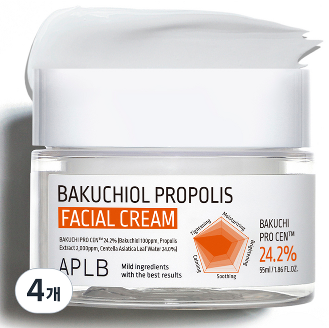APLB 바쿠치올 프로폴리스 페이셜 크림, 55ml, 4개