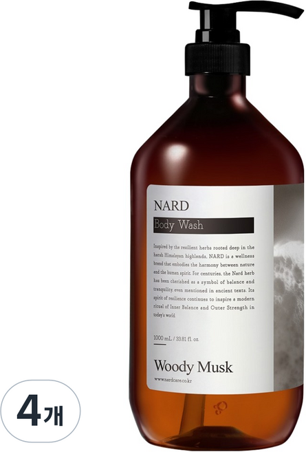 나드 바디워시 우디머스크, 1L, 4개
