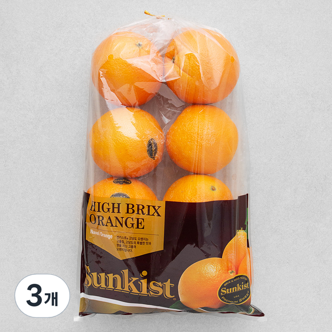 썬키스트 고당도 오렌지 점보, 2.5kg(7~11입), 3개