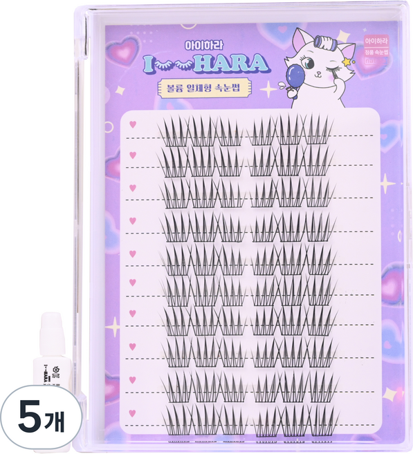 아이하라 대용량 블리블리 속눈썹, 5개, 블랙